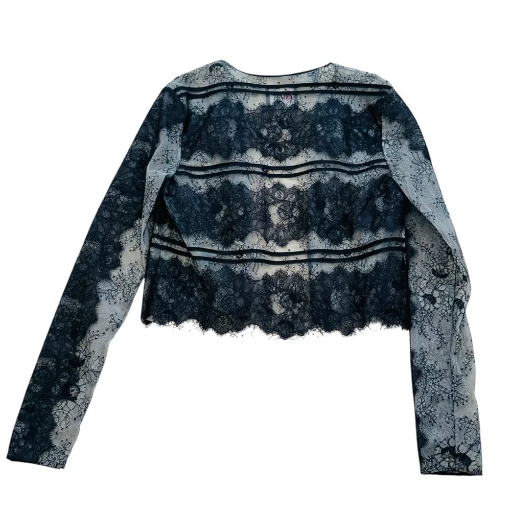 SACHIN & BABI NOIR***Black Lace Long Sleeve Top Jacket***Small $695 - Picture 3 of 3